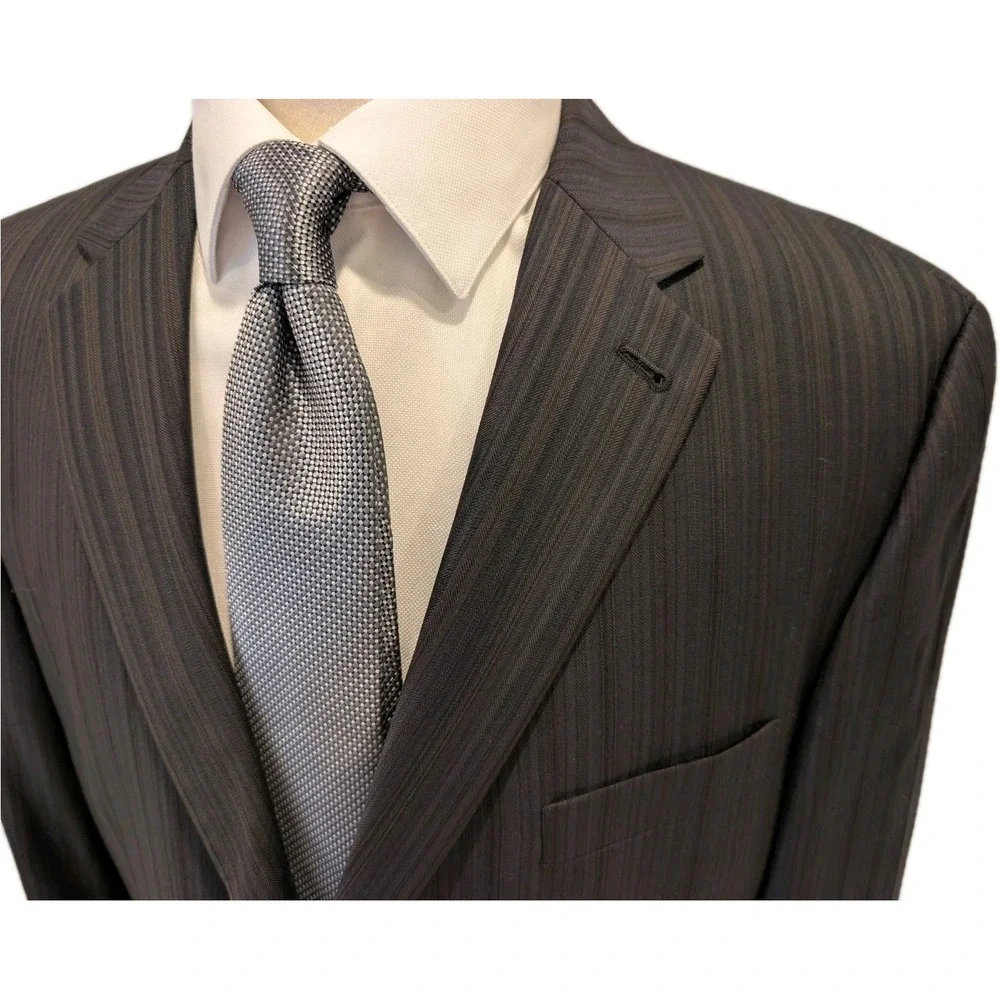 Vintage Kenneth Cole 48L Black Pinstripe Jacket‎ Modern Cut Beautiful Union Made